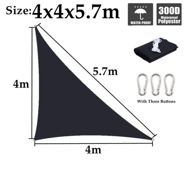 Black Waterproof Sunshade Sail 100% Polyester Sun Outdoor