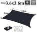 Black Waterproof Sunshade Sail 100% Polyester Sun Outdoor