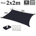 Black Waterproof Sunshade Sail 100% Polyester Sun Outdoor