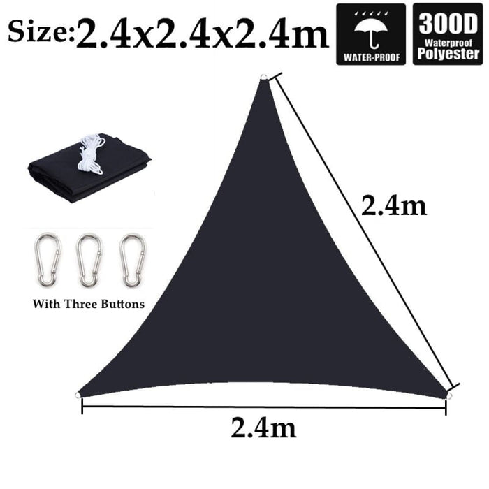 Black Waterproof Sunshade Sail 100% Polyester Sun Outdoor