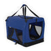 Blue Portable Soft Dog Cage Crate Carrier l