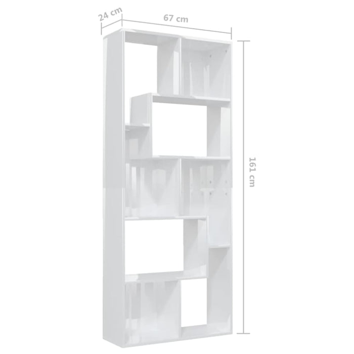 Book Cabinet Glossy Look White Chipboard Nbonnt