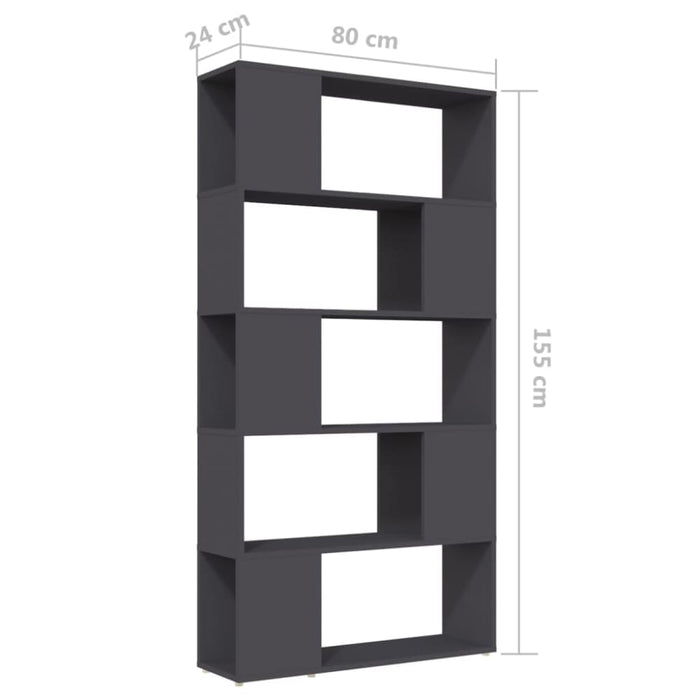 Book Cabinet Room Divider Grey Chipboard Nbkoap