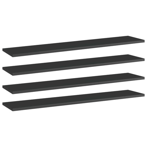 Bookshelf Boards 4 Pcs Glossy Look Black 100x20x1.5 Cm