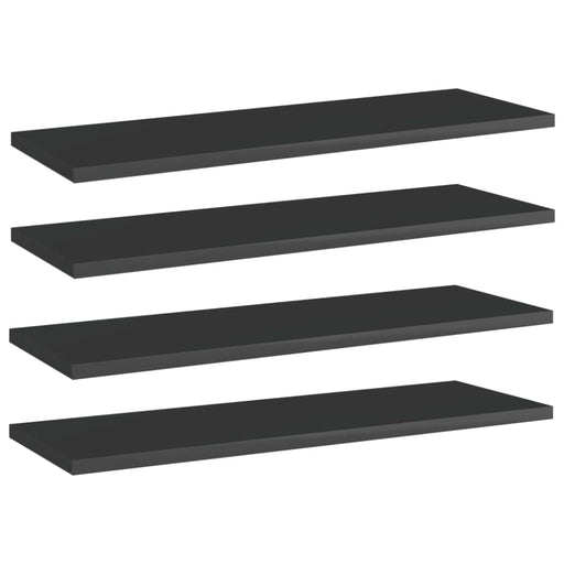 Bookshelf Boards 4 Pcs Glossy Look Black 60x20x1.5 Cm