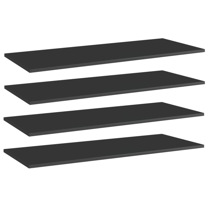 Bookshelf Boards 4 Pcs Glossy Look Black Chipboard Nbpaol