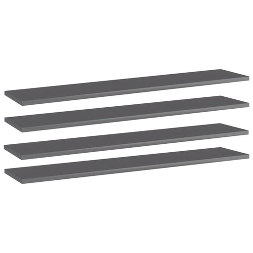 Bookshelf Boards 4 Pcs Glossy Look Grey 100x20x1.5 Cm
