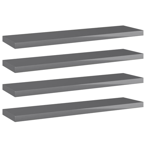 Bookshelf Boards 4 Pcs Glossy Look Grey 40x10x1.5 Cm