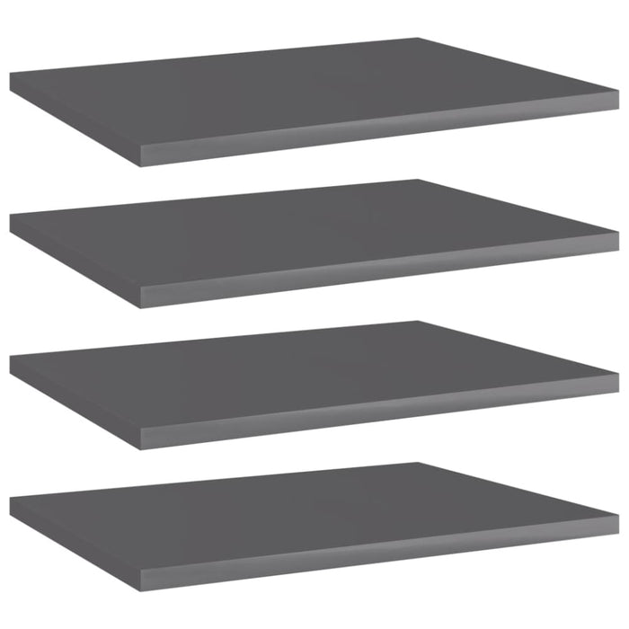 Bookshelf Boards 4 Pcs Glossy Look Grey Chipboard Nbpoln
