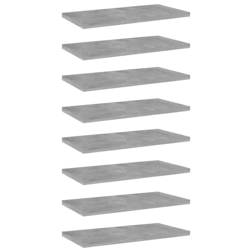 Bookshelf Boards 8 Pcs Concrete Grey 40x20x1.5 Cm Chipboard