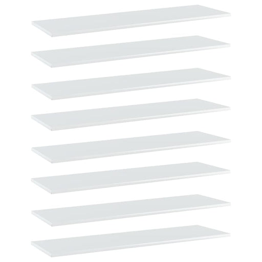 Bookshelf Boards 8 Pcs Glossy Look White 100x30x1.5 Cm