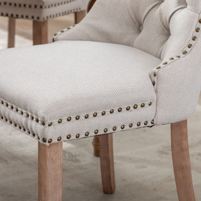 Button - tufted Upholstered Linen Fabric With Studs Trim