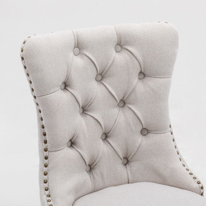 Button - tufted Upholstered Linen Fabric With Studs Trim