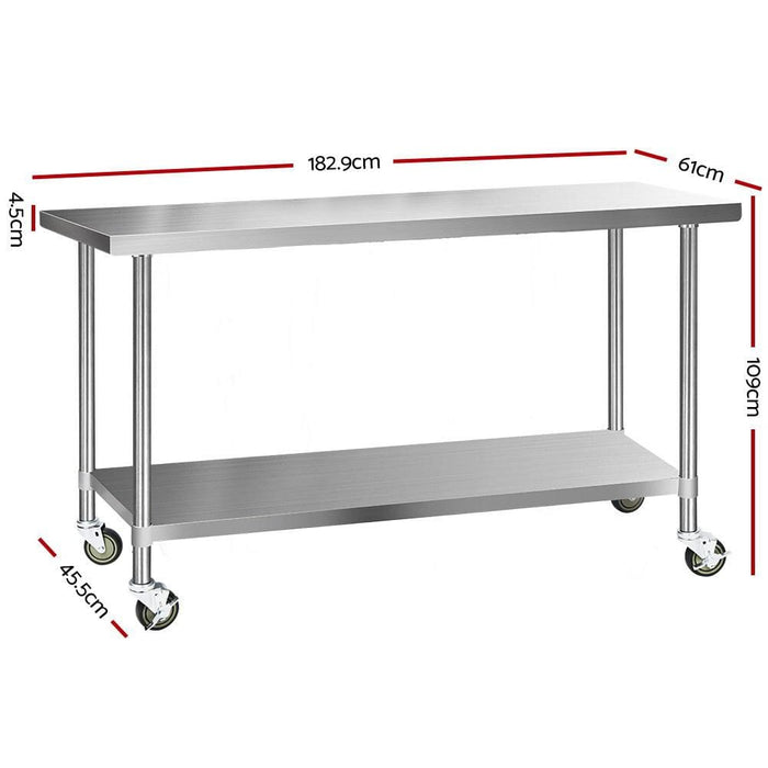 Cefito 430 Stainless Steel Kitchen Benches Work Bench Food