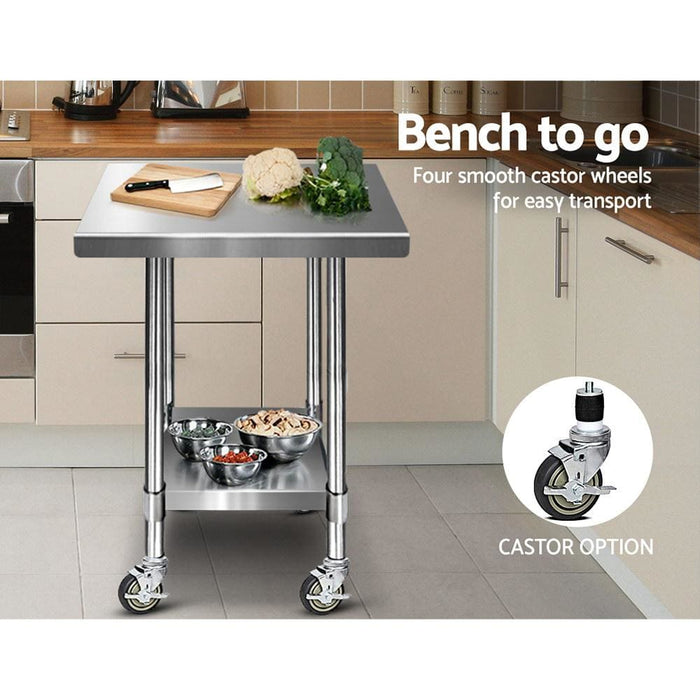 Cefito 762 x 762mm Commercial Stainless Steel Kitchen Bench