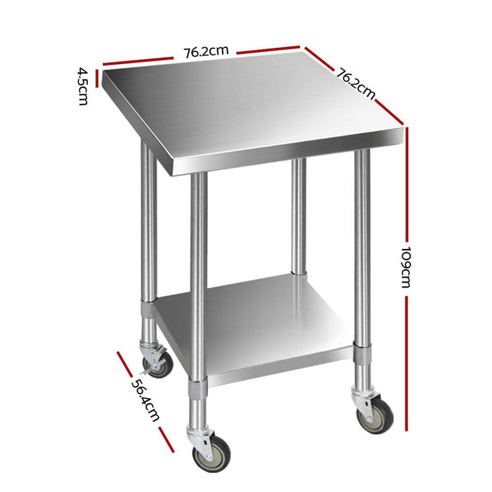 Cefito 762 x 762mm Commercial Stainless Steel Kitchen Bench