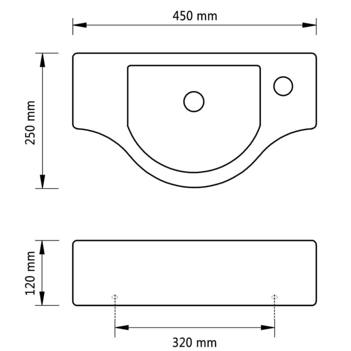 Ceramic Bathroom Sink Basin With Faucet Hole White Oaoktb