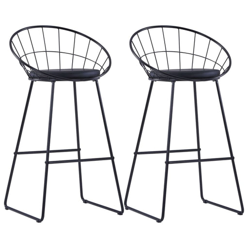 Bar Chairs 2 Pcs Black Faux Leather Gl7326