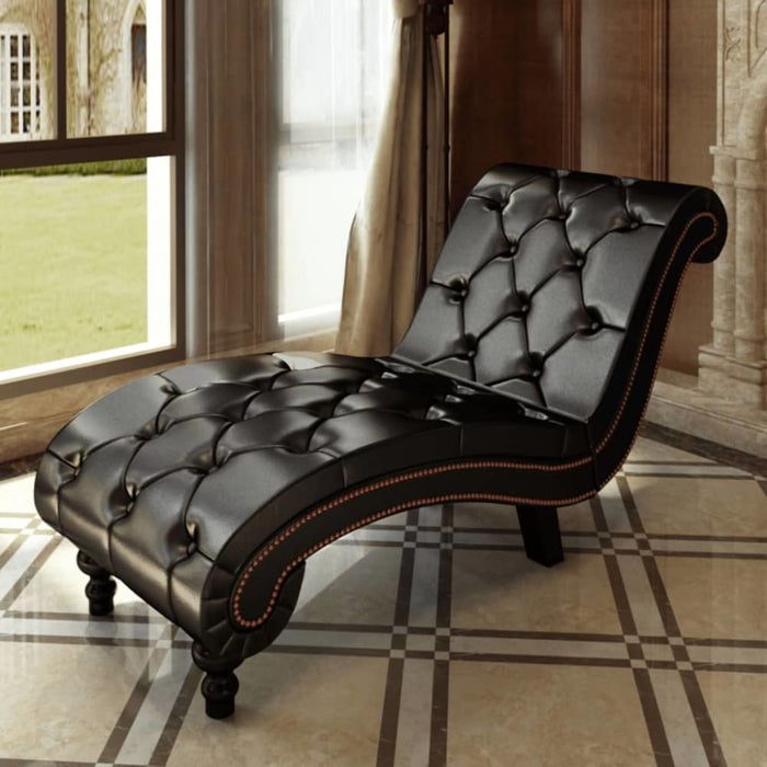 Chaise Longue Brown Faux Leather Gl603