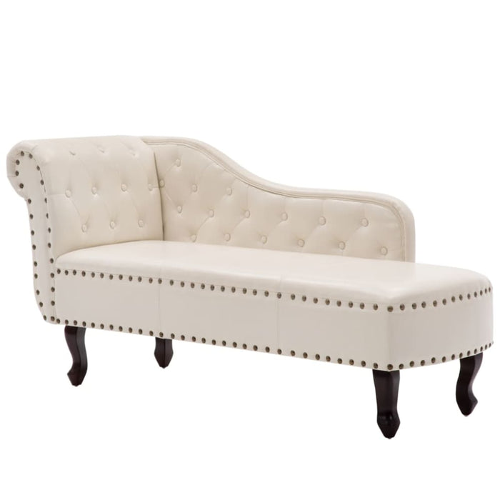 Chaise Longue Cream White Faux Leather Lbint