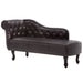 Chaise Longue Dark Brown Faux Leather Lbinx