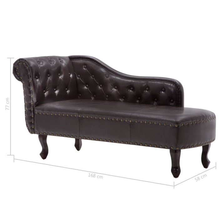 Chaise Longue Dark Brown Faux Leather Lbinx