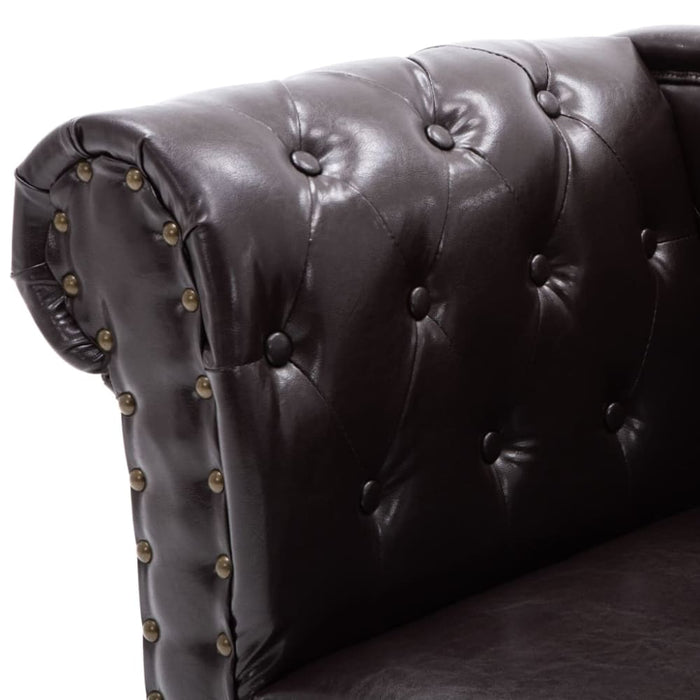 Chaise Longue Dark Brown Faux Leather Lbinx