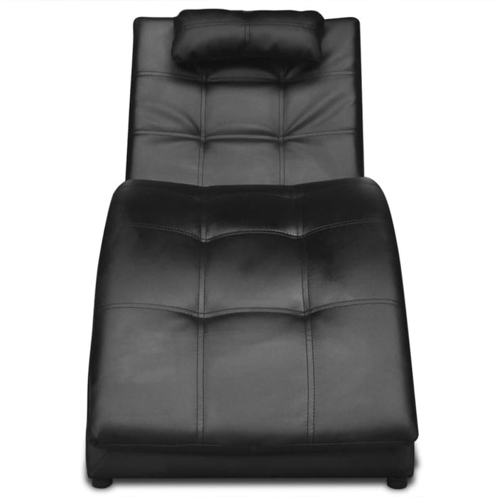 Chaise Longue With Pillow Black Faux Leather Gl60516