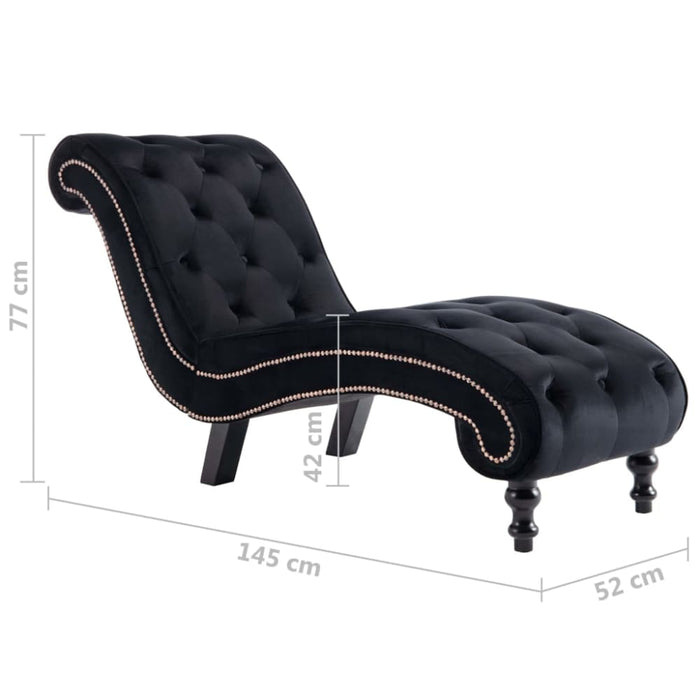 Chaise Lounge Black Velvet Xanloo