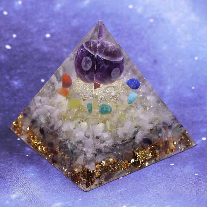 Chakra Orgonite Pyramid Natural Stone Reiki Healing Energy