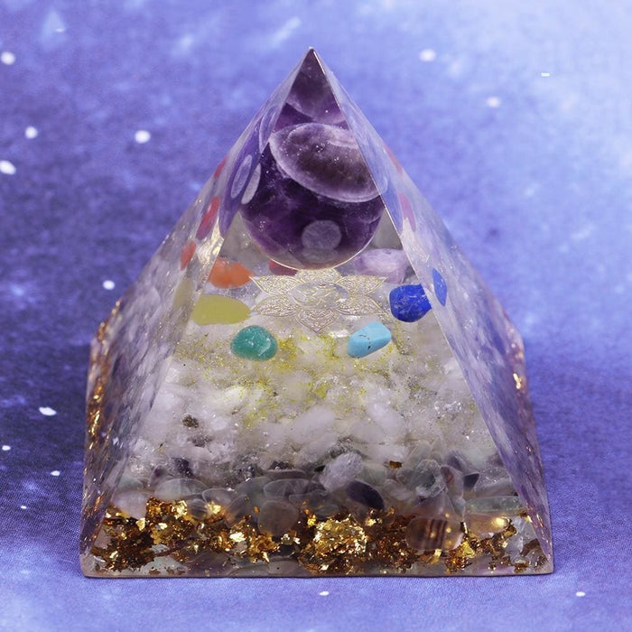 Chakra Orgonite Pyramid Natural Stone Reiki Healing Energy