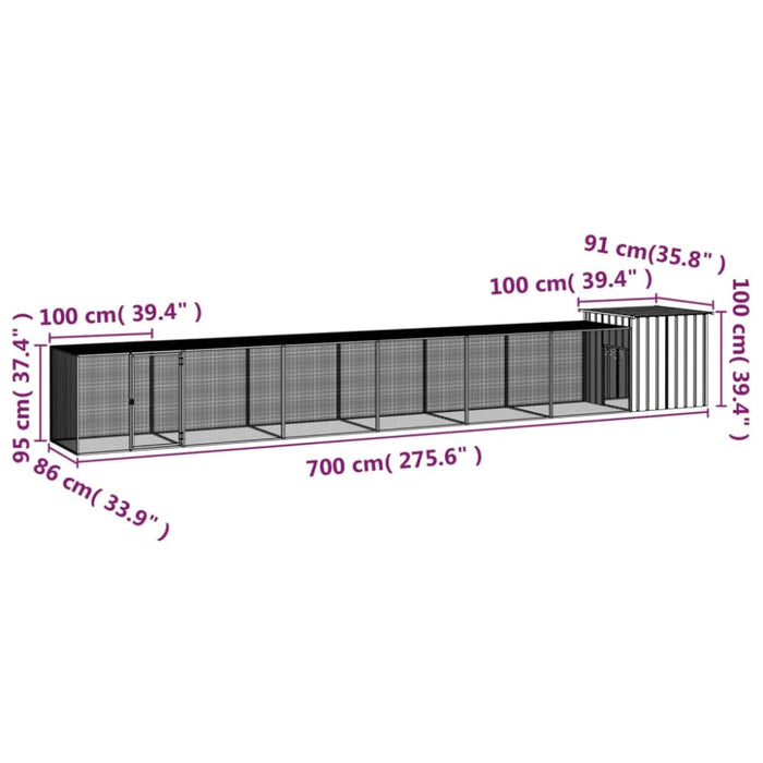 Chicken Cage Grey 700x91x100 Cm Galvanised Steel Toblala