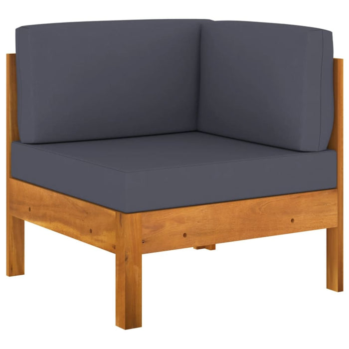 Corner Sofa With Dark Grey Cushions Solid Acacia Wood Toblap