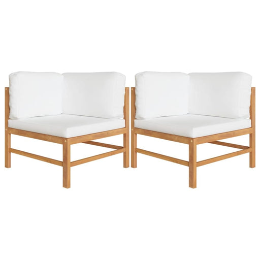 Corner Sofas 2 Pcs With Cream Cushions Solid Teak Wood