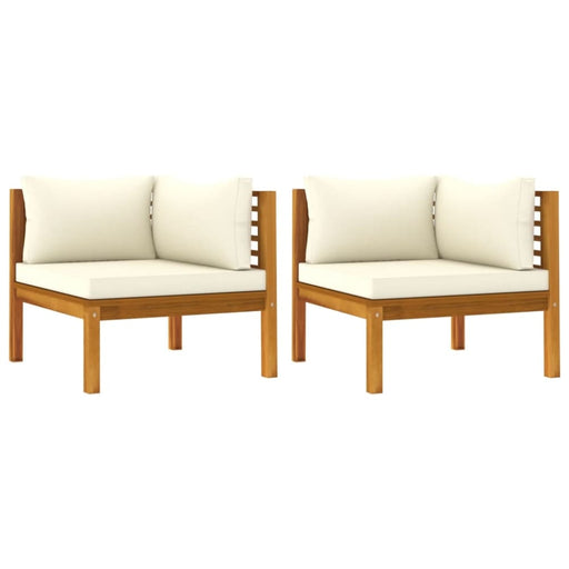 Corner Sofas 2 Pcs With Cream White Cushions Solid Acacia