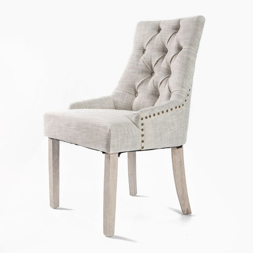 Cream French Provincial Dining Chair Amour Oak Leg