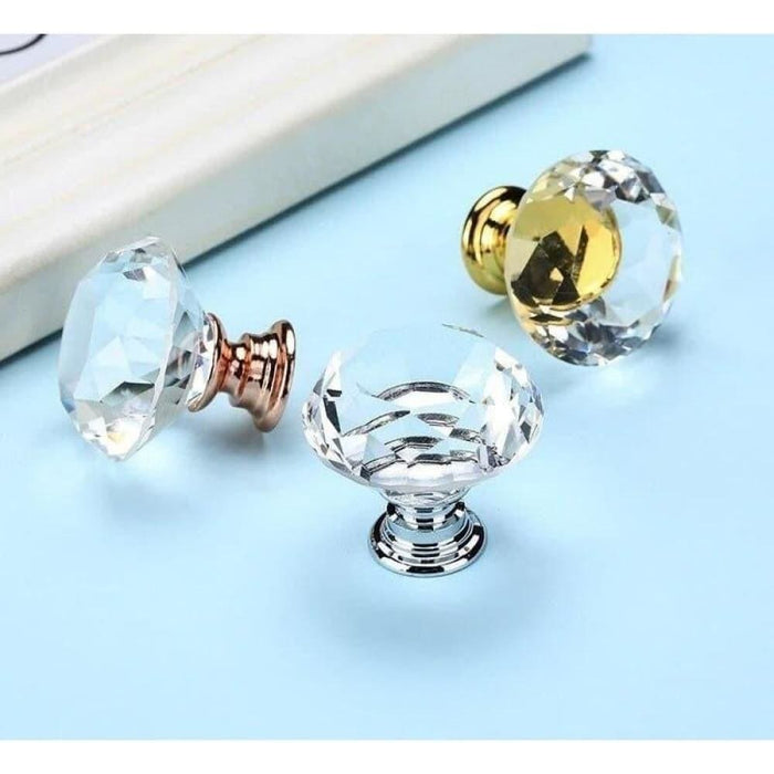 Crystal Glass Knobs Diamond Shape Design Cupboard Drawer