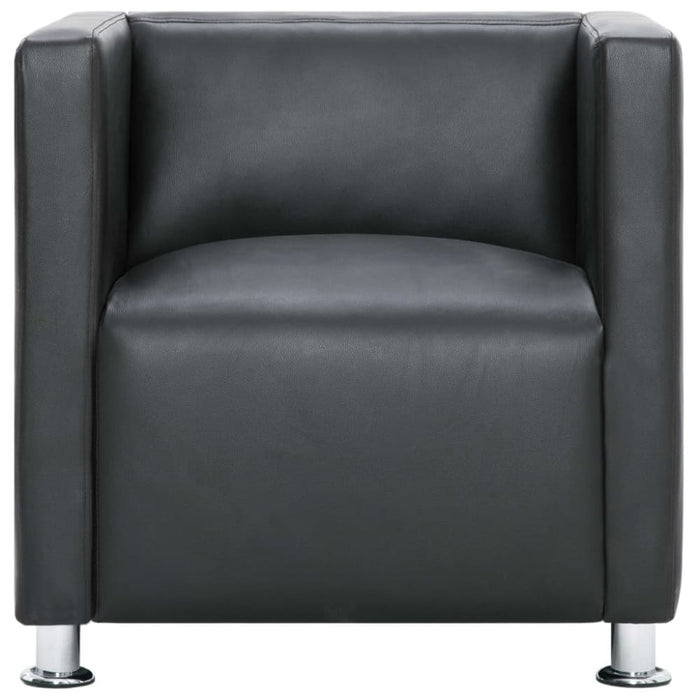 Cube Armchair Grey Faux Leather Gl79819