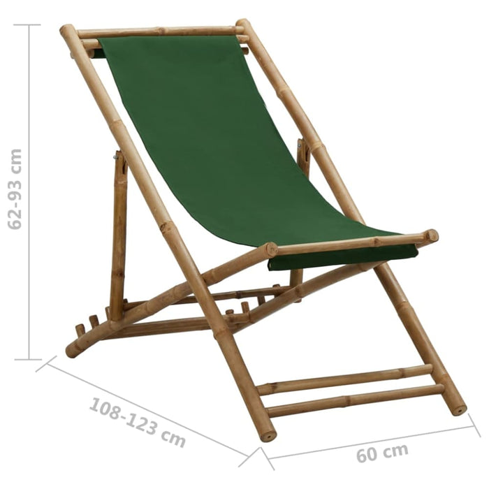 Deck Chair Bamboo And Canvas Green Totbxo