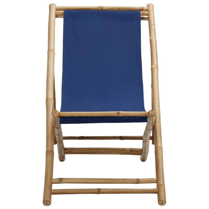 Deck Chair Bamboo And Canvas Navy Blue Totbok