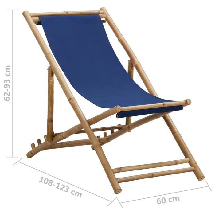 Deck Chair Bamboo And Canvas Navy Blue Totbok