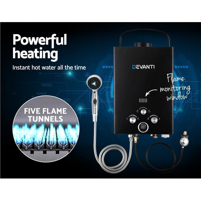 Devanti Portable Gas Water Heater Hot Shower Camping Lpg