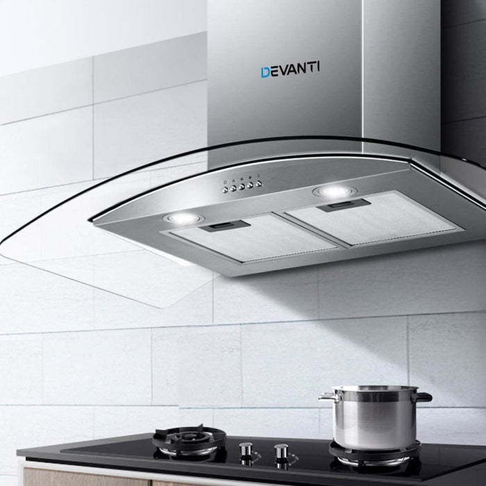 Devanti Range Hood 900mm Rangehood Kitchen Stainless Glass