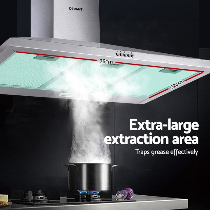 Devanti Range Hood 90cm 900mm Kitchen Canopy Stainless