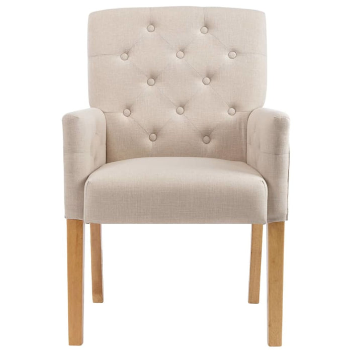 Dining Chair With Armrests Beige Fabric Xnikao