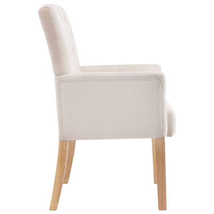 Dining Chair With Armrests Beige Fabric Xnikao