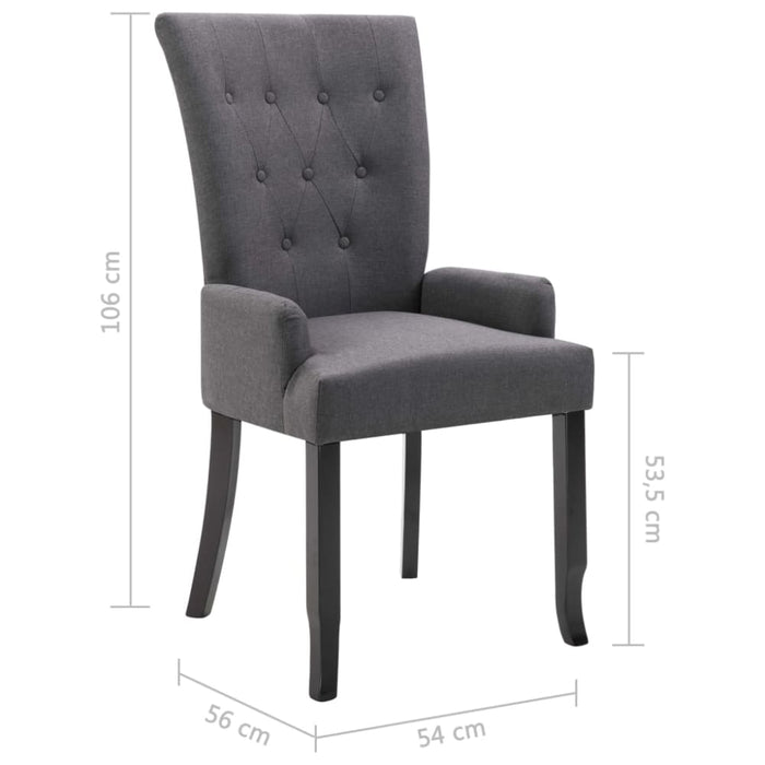 Dining Chair With Armrests Dark Grey Fabric Gl45961