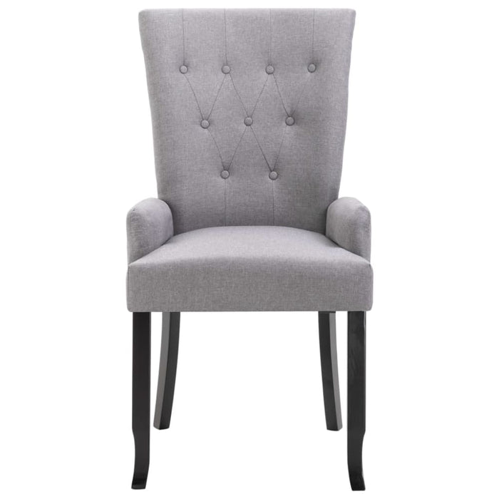 Dining Chair With Armrests Light Grey Fabric Gl4866