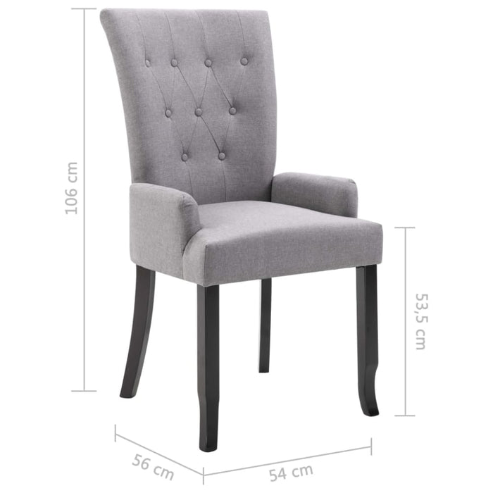 Dining Chair With Armrests Light Grey Fabric Gl4866