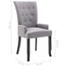 Dining Chair With Armrests Light Grey Fabric Gl4866